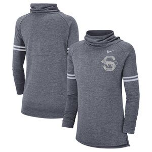 Penn State Nittany Lions Nike Women's Sleeve Striped Funnel Neck Sweatshirt Navy
